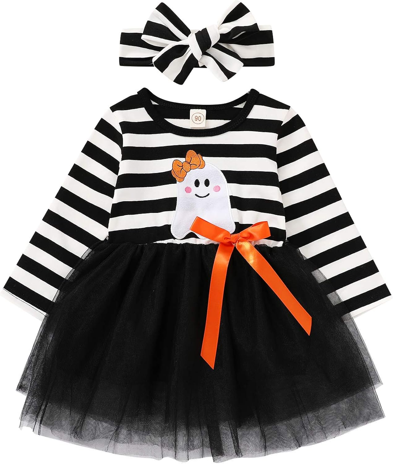 Amazon Com Toddler Baby Halloween Outfits Kids Girls Pumpkin Print Long Sleeve Dress Striped Skirts Halloween Dress Clothing