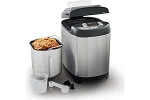 Oster Bread Maker with ExpressBake and 12 Preset Functions Including Gluten Free, 2 Pound Capacity, Stainless Steel & Black