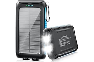 Kepswin Solar-Charger-Power-Bank-49800mAh Portable Solar Phone Charger with LED Flashlight/15W Fast Charge USB C Waterproof External Backup Battery Pack for All Cell Phones & Electronic Devices