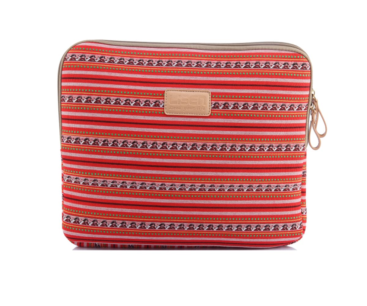 fdsmall Laptop Sleeve, 13-13.3 Inch, Notebook Carrying Case - Waterproof, Shock Resistant Bag - Ethnic Style Red