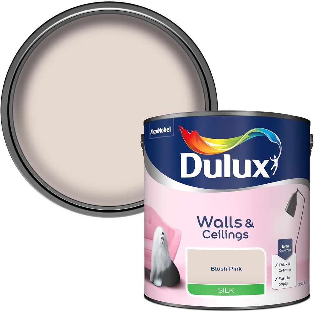 Dulux Walls & Ceilings Silk Emulsion Paint Blush Pink 2.5 Litre