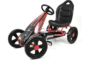 Hauck Cyclone Pedal Go Kart with Adjustable Bucket Seat, 12 Inch EVA Foam Plastic Wheels, Handbrake for Rear Wheels - Ride On Toy for Kids 4-10 years