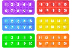 Anemeeoke 1-20 Ten Frame Pop Board, 6PACK Fidgets for Classroom, Quiet Sensory Toys Bubble Poppers, Pop for Counting Math, Focus Tools for Kids, Montessori Educational Toy Gift for Kindergarten