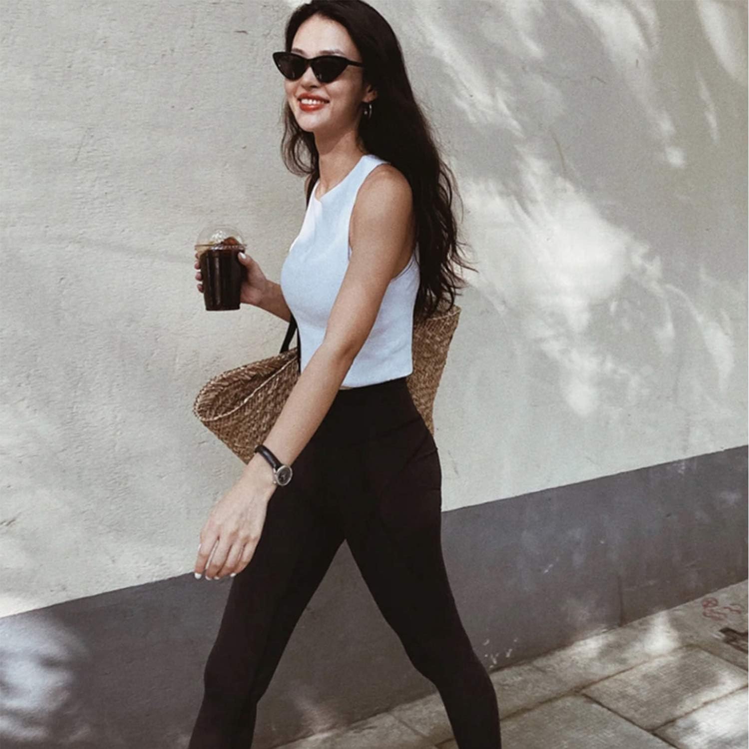 3 Pack Capri Leggings for Women Butt Lift-High Waisted Tummy Control Black Workout Yoga Pants: Clothing