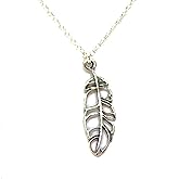 Sterling silver 925 feather pendant necklace for girls, Dainty leaf necklace for women, Boho necklace, Oxidized silver feather, Everyday necklace