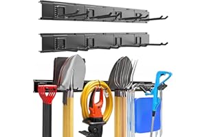 Wallavant Garage Garden Tool Organizer Wall Mount, Heavy Duty Garage Tool Storage Rack 64 Inches, Max Load 440lb - Shovel, Ra