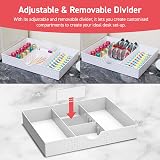 Amtido Desk Drawer Organiser Tray 3 Compartments White 2 Adjustable Dividers view 5