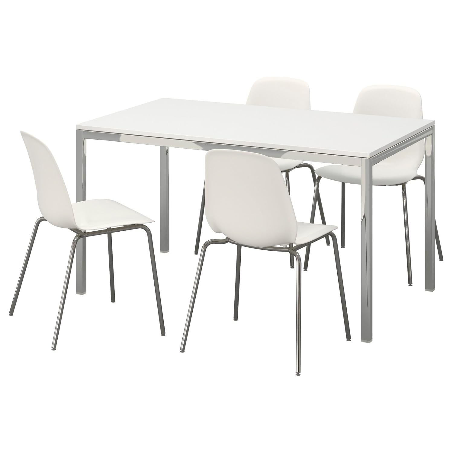 Ikea TORSBY/LEIFARNE Table and 4 Chairs, highGloss white/white135 cm