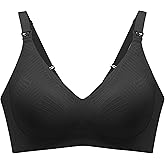 Angelhood Nursing Bras for Breastfeeding, Seamless Wireless Comfort Push up Lace Nursing Maternity Bralette for Pregnancy