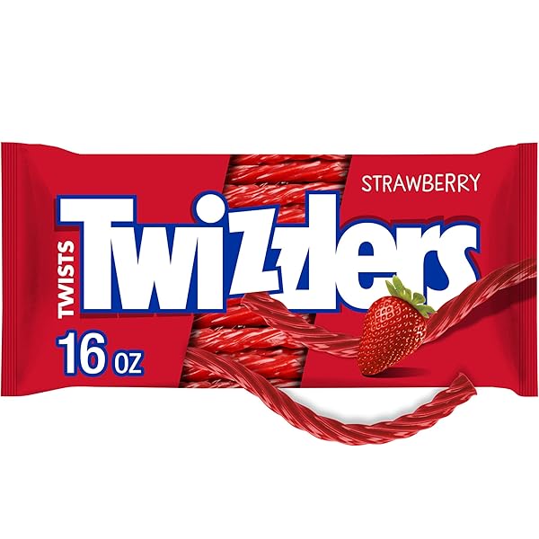 TWIZZLERS TWISTS STRAWBERRY FLAVORED LICORICE STYLE, CHEWY CANDY BAG, 16 OZ