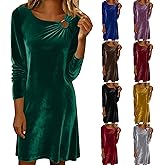 Holiday Dresses for Women Long Sleeve Loose Casual Velvet Dress Fashion Party Clothes