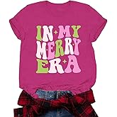 Valiri Christmas Shirts for Women in My Merry Era T-Shirts Merry Xmas Holiday Tee Tops