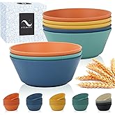 PYRMONT 36 OZ Wheat Straw Bowls Set of 8 Large Cereal Bowls Reusable Soup Bowls Microwave & Dishwasher Safe Unbreakable Bowls Kitchen for Cereal,Salad, Rice,Noodles - Multi