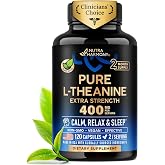 L-Theanine 400 mg - L Theanine for Stress Relief - Plant Based - 120 Caps | Extra Strength L Theanine Supplement for Men &amp; Women - Relaxation, Sleep &amp; Calm Support - Lab Tested, Vegan, Non-GMO