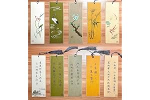 SQ073 Hmayart Chinese Traditional Style DIY Xuan Paper Shikishi Blank Bookmarks with Colorful Tassels for Sumi-e and Ink Artworks 10 Sheets (Mix)