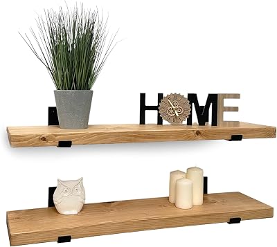 MKGT Handcrafted Rustic Wooden Floating Shelves Set of 2 130cm UK Made