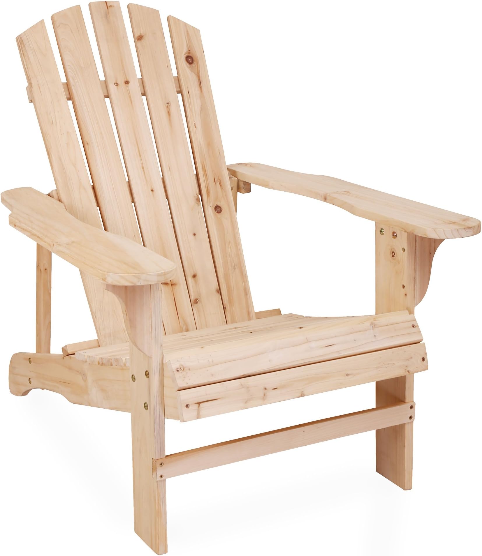 AZBRO Songsen Outdoor Unfished Wood Adirondack Chairs/Muskoka Chair Patio Deck Garden Furniture(Adult,Natural)