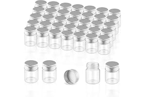 Wresty 40 Pack 15ml/0.5oz Glass Vials With Aluminum Screw Caps Empty Sample Bottles Container Small Glass Jars For DIY Cosmetics Art Craft Decor Jewelry Storage 30mmx40mm