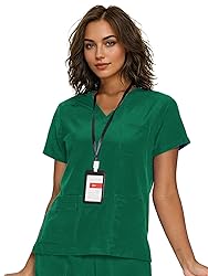 floralhue Scrub Tops for Women, Curved V-Neck Scrub
