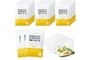 GISDO Pack of 50 Makeup Remover Wipes Individually Wrapped,Chamomile Scent,Face Cleansing Wipes Bulk, Travel Towelette Makeup Remover Cloth for Face Cleansing Skin Care Remove Makeup