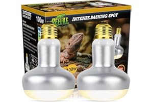MISDOOD Reptile Heat Lamp 100W, 2 Pack Intense UVA Basking Light Bulbs, Flat-Base Heat Emitter, Heat Lamp Bulb for Reptile Chickens Pet Brooder