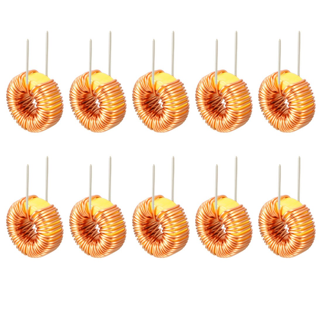 sourcing map 10Pcs Vertical Toroid Magnetic Inductor Monolayer Wire Wind Wound 100uH 6A Inductance Coil