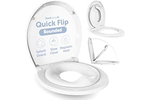 Quick Flip Toilet Seat with Built-In Potty & Splash Guard for Toddler Training, Slow Close - Jool Baby (Round)
