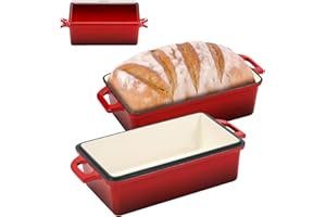 Northriver Casting 9x5 Inch Enameled Cast Iron Bread Loaf Pan with Lid, Perfect Sourdough Baking Pans | Even Heat Distributio