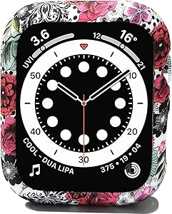 Compatible with Apple Watch SE Series 6 5 4 40mm 44mm Floral Silicone Case Bumper Resistant Impact Resistant Protective for Apple Watch 40mm 44mm