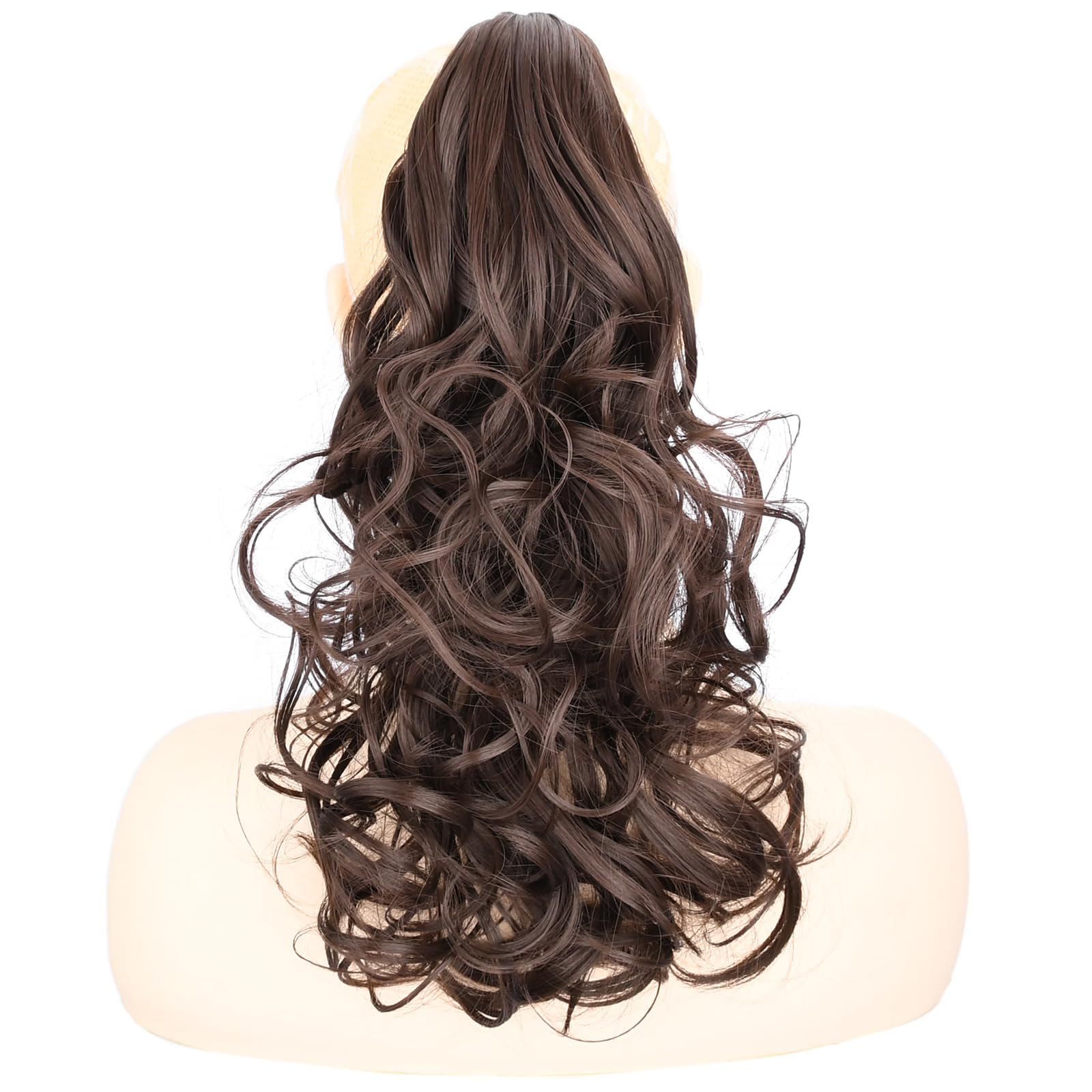 BOBIYA 13 Inches Claw Clip in Loose Curly Synthetic Wrap Around Ponytail Extensions Pony Tail Clip In Extensions (Medium Brown) โ image 1
