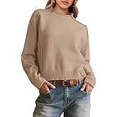Saodimallsu Womens Cropped Sweaters Long Sleeve Mock Neck Soft Knit Casual Loose Fit Fall Pullover Sweater Tops