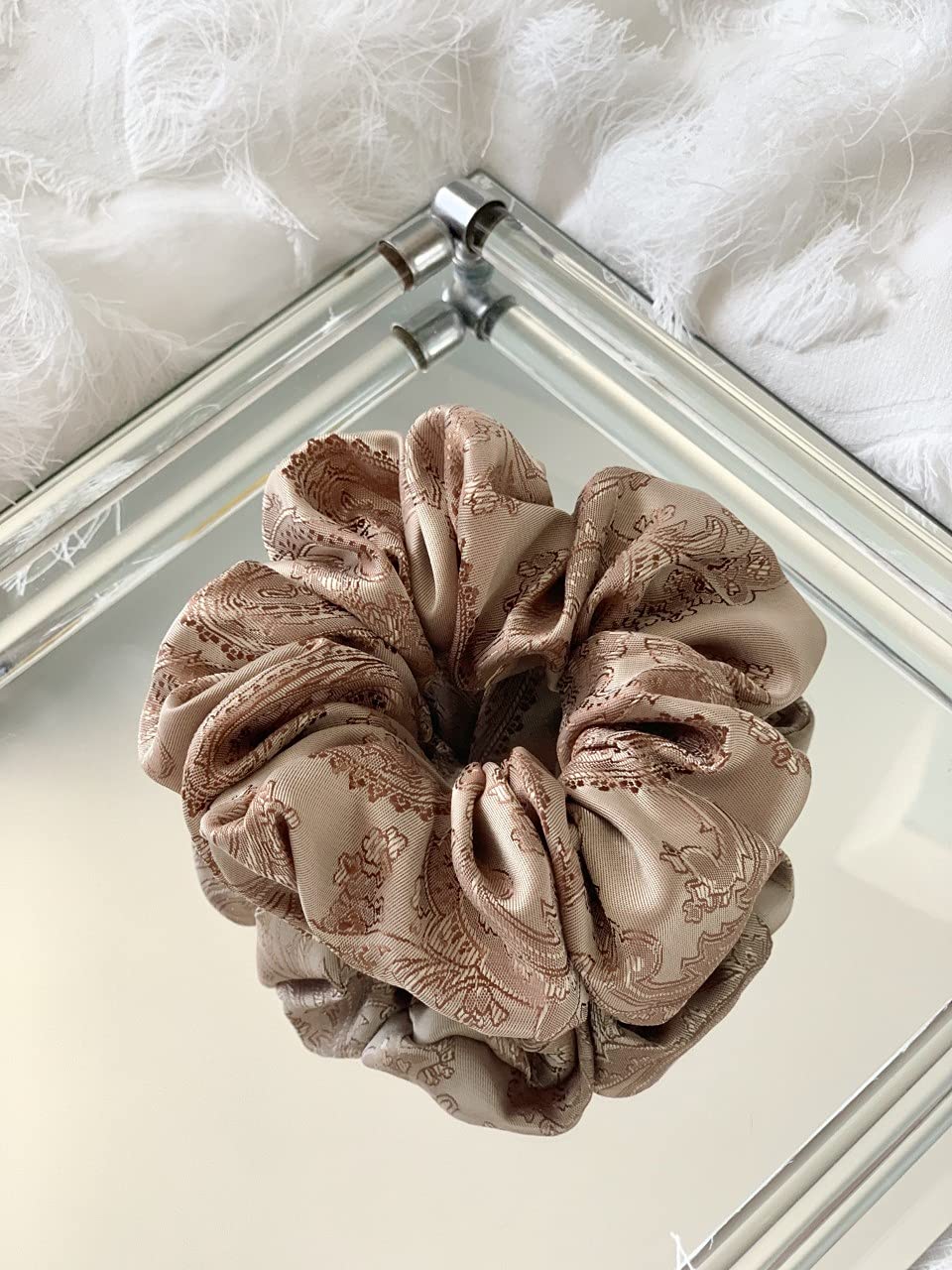 100% Silk Mocha Scrunchies, Elastic Hair Tie Scrunchies, Ponytail Holders for Women Girls…