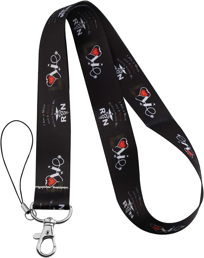 PENQI RN Nurse Lanyard ID Holder Keychain Clip Nurse Print Lanyard Key