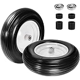 LTNICER (2-Pack) Fits 4.80/4.00-8, 3.50/2.50-8, 4.00-6, 4.00-8 Wheelbarrow Wheels,14.5" Wheelbarrow Flat Free Tire, with 3/4" & 5/8" Bearing,3" Hub for Garden Cart Trolley Wagon Lawn Mower