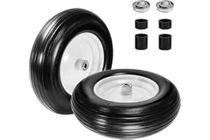 LTNICER (2-Pack) Fits 4.80/4.00-8, 3.50/2.50-8, 4.00-6, 4.00-8 Wheelbarrow Wheels,14.5" Wheelbarrow Flat Free Tire, with 3/4" & 5/8" Bearing,3" Hub for Garden Cart Trolley Wagon Lawn Mower