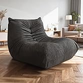 Sytopia Bean Bag Chair, Large Reading Chair for Adults Ultra-Comfy, Corner Sofa 40D Foam, Togo Sofa Furniture for Living Room Bedroom Gaming, Black Onyx