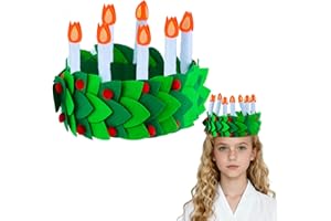 Christmas St.Lucia Crown Candle Headband Adjustable Felt Christmas Headdress with Candle for Women Girls Festival Celebration