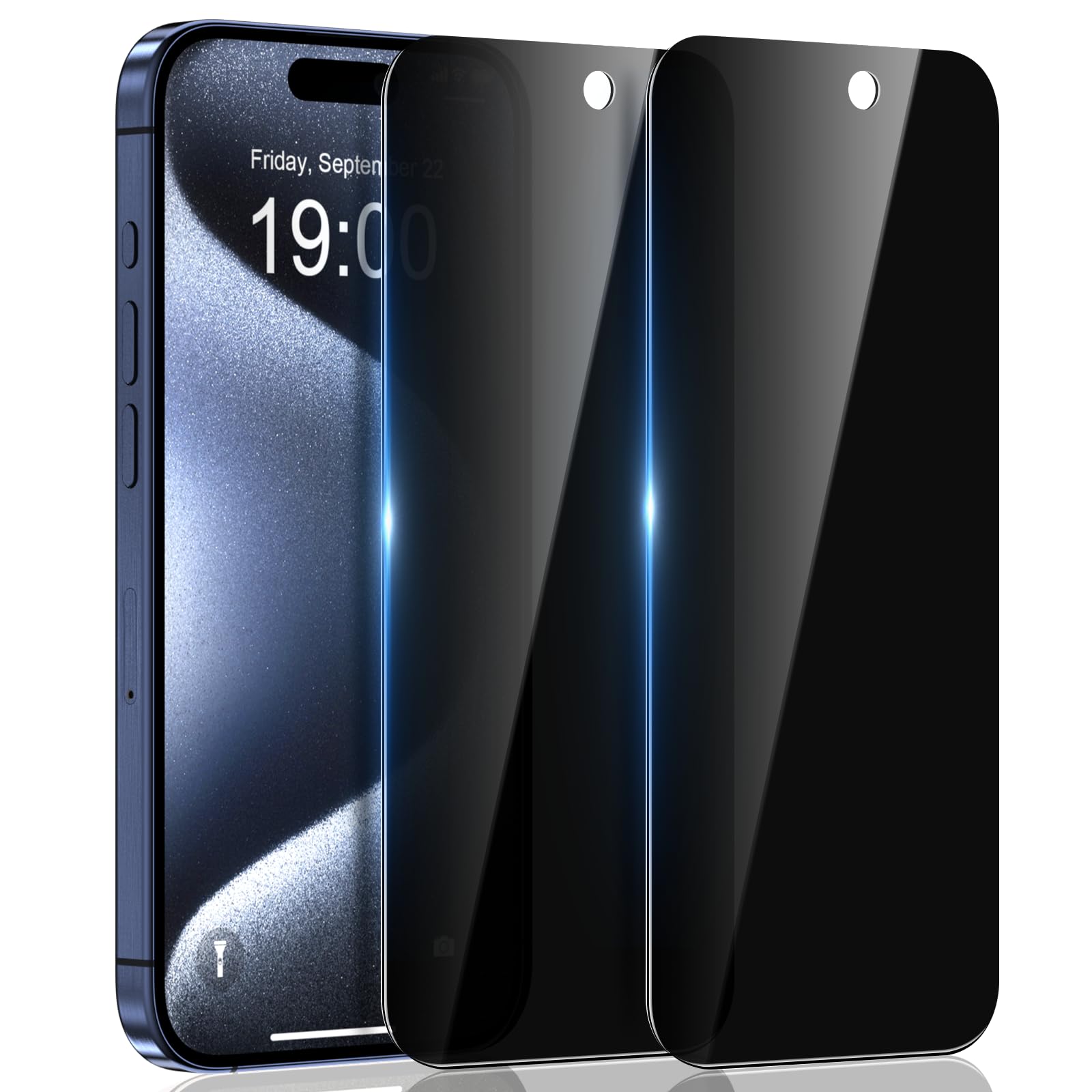 WHPXJY for [2 Pack] Privacy Screen Protector for iPhone 15 Pro Max/iPhone 15 Plus, Anti Spy Private Tempered Glass Film, Anti-Scratch, Touch Sensitive, No Bubbles, Easy Installation, Case Friendly
