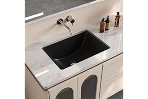 Lavie Craft Undermount Bathroom Sink,18" x 13" Rectangle Porcelain Finish Bathroom Sink Deep Basin with Overflow, Black Ceramic Modern Lavatory Vanity Sinks Mounted Under the Counter