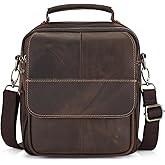 BAIGIO Small Leather Messenger Bag for Men Shoulder Bag Crossbody Vintage Handbag Man Purse for Ipad Travel Bussiness