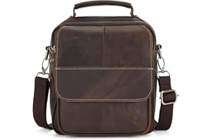 BAIGIO Small Leather Messenger Bag for Men Shoulder Bag Crossbody Vintage Handbag Man Purse for Ipad Travel Bussiness