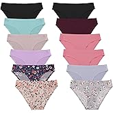 FINETOO 12Pack Womens Seamless Underwear No Show Cheeky Panties Invisibles Briefs Soft Stretch Bikini Hipster XS-XL