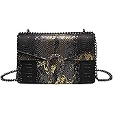 Ansseng Women's Crossbody Shoulder Bag,Fashion Snake Print Chain Purse Luxury PU Leather Handbag