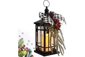 KAMPGO Christmas Decorations Christmas Lantern, Christmas Decor Candle Lanterns, 14 Inch Flameless Candle Lantern, Outdoor Patios Indoor Home Table Fireplace Farmhouse Decorations,Holiday Xmas Gifts