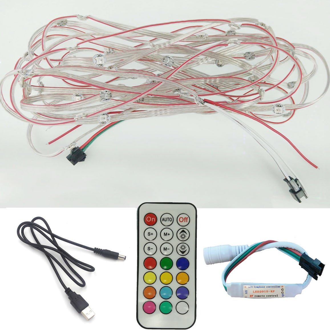 Toogod 16.4ft Full Color 50LED DC 5V 2812IC 5050 RGB LED String Light,Digital Dream Color Christmas Light Non-Waterproof,Included USB Plug&Remote Controller