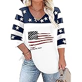 TFSDOD Womens Plus Size Tops V Neck T Shirts 3/4 Sleeve Blouse Summer Casual Tees XL-5X