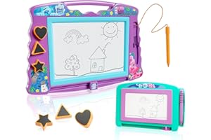 Lollipop Blues Clues 2-Pc Magnetic Drawing Board Set for Girls and Boys, One Large Board with 3 Stamps and Stylus Pen and One Travel Size Drawing Board, Toddler Educational Toy