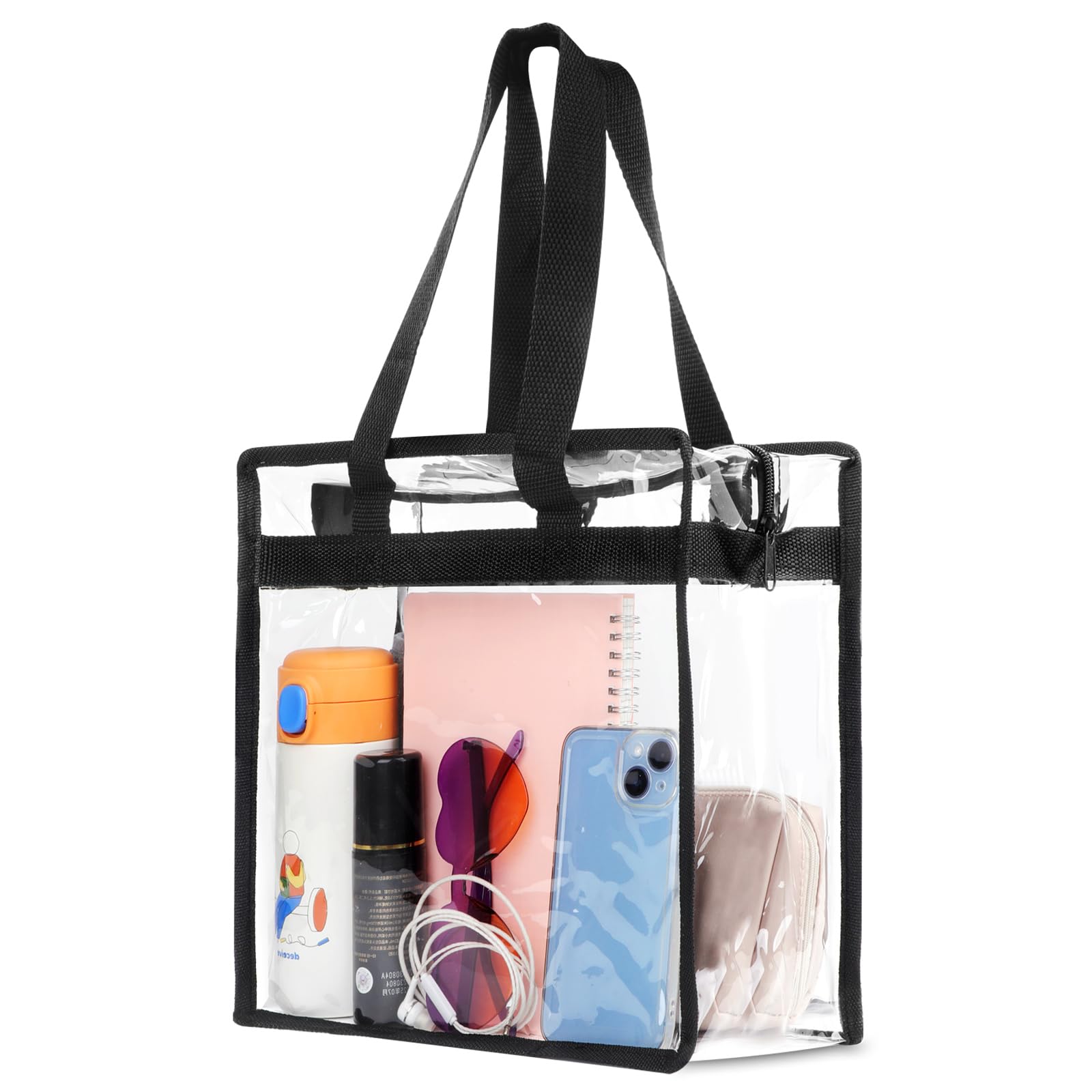 Photo 1 of Hoiny Clear Bag for Stadium Events Approved, 12x6x12 Large Transparent Tote Bag with Zipper, Clear Bag Stadium Approved for Gym Concert Sports Festivals School