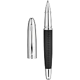 BEILUNER 318 Luxury Pen, Elegant Look,Hand-Stitched Premium Leather-Black | Chrome-Plated Finish, Smooth Black Ink Refill, Best Rollerball Gift for Men &amp; Women, Journaling, Executive Writing, Nice Pens