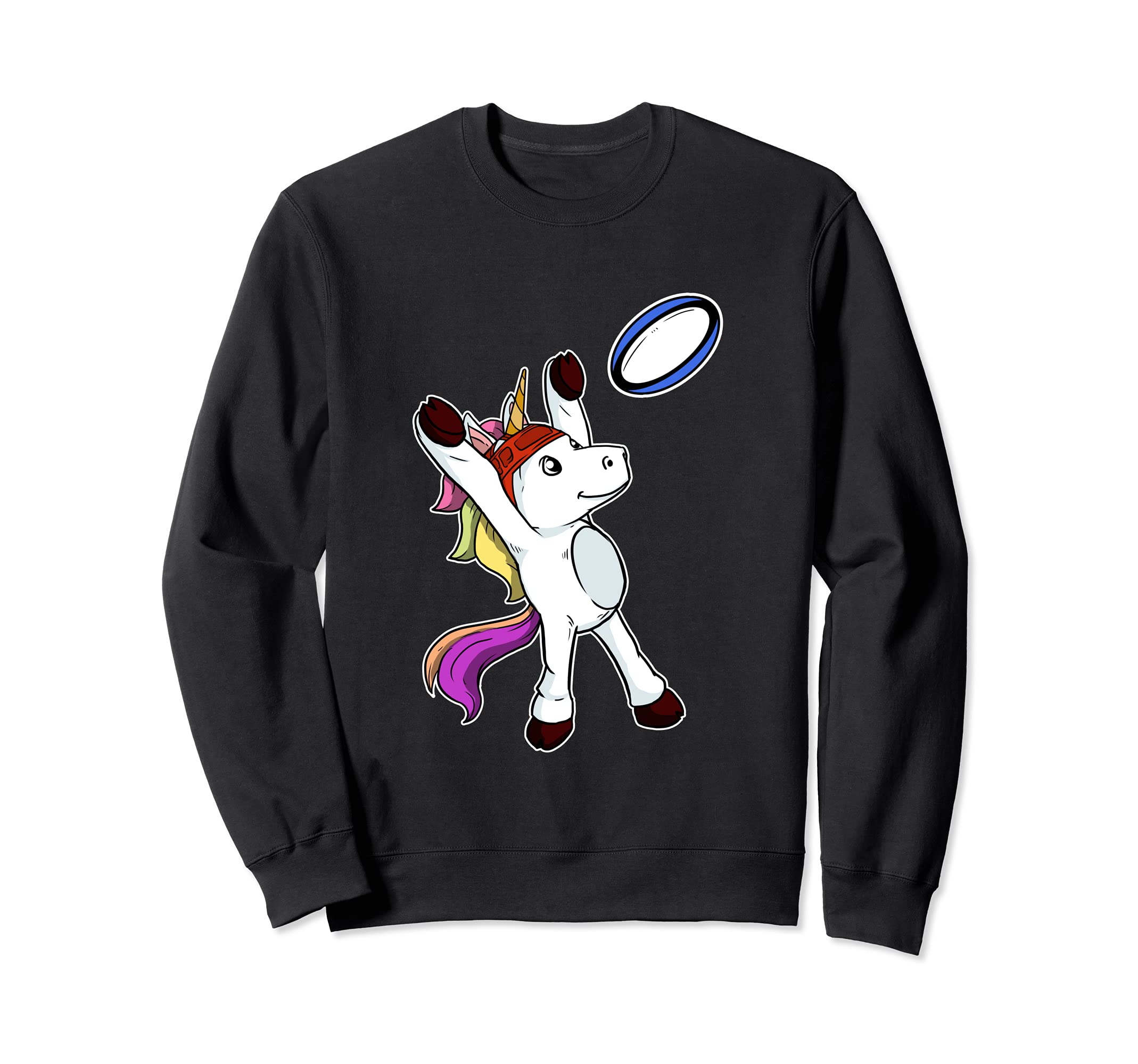 Funny Rugby Player Unicorn Catching Rugby Ball Costume Sweatshirt
